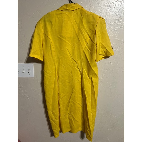 Ultra Dress New York Yellow Linen Blend Blazer Dress Sun Brooch Double Breasted - Picture 6 of 11